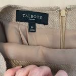 Talbots  sz 2P tan mini skirt with shimmery gold threads back zip fully lined EUC Photo 3