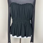BCBGeneration  Blouse Top Womens M Black Sheer Witchy‎ Gothic Whimsygoth Coquette Photo 3