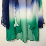 Soft Surroundings  100% Silk Duster Kimono Cardigan One Size Ombre OS Green Boho Photo 5