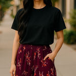 Ann Taylor Ann Taylor Factory Womens Shorts Sz 6 Maroon Floral Burgundy Pleated Dress Photo 0