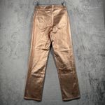 EXPRESS  Metallic Rose Gold Jeans‎ 2R Modern Straight Disco Party Cybercore Photo 2