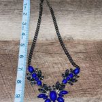 Womens Embellished Crystal Gemstone Clasp Chain Statement Necklace Blue Cobalt G Gray Photo 6