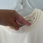 BEARPAW  Sz L Crochet Short Sleeve‎ Crewneck Top Blouse Cream Stretch Pullover Photo 6
