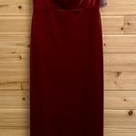 NWT Taylor Size 2/XS Strappy Red Orange Cowlneck Velvet Midi Dress Photo 0