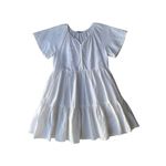 Madewell  White Linen-Blend Flutter-Sleeve Tiered Mini Dress Photo 6