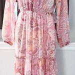 AQUA Chiffon Printed Tiered Maxi Dress, Pink Multi Size S New w/Tag Retail $118 Photo 3