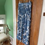Beach Break Blue & White Floral Wide Leg Pull On Swim Coverup Pants Photo 3