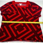 Liz Claiborne Red Geometric Print Square Neck Stretchy Top Women's Size 2X Photo 3