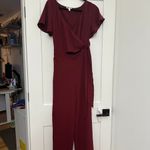 Leith  faux wrap, jumpsuit burgundy,/ wine color. elastic in back waist Photo 1
