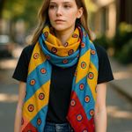 NWT $179 Echo New York 100% Silk Polka Dot Multicolor Abstract Print Y2K Orange Photo 0