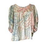 Anthropologie Eri + Ali Briony Dolman Cotton Top size small Cream Green Print Photo 6