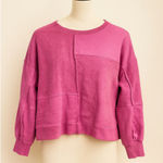 New In Pink Patchwork Sweatshirt Women’s Size Small Photo 0