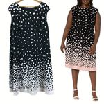 London Times LONDON TIME Black/Blush Pink 22W Ombre Dots Cap Sleeve Crepe Dress Photo 2