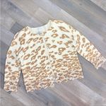 Chico's Chico’s Charlee Cheetah Lace Hem Crop Cardigan Sweater Cream Tan Small Photo 8