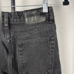 ZARA  Washed Black‎ Denim High Rise Button Fly Raw Hem Mom Jeans Photo 3