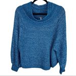 Free People  Edessa Blue Balloon Sleeve Sweater Slouchy Sz XS Boho Photo 4