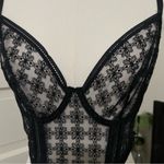 Huit Black Floral Lace Mesh Underwire Bra Corset 7 Hook Closure NWT 34D Photo 5