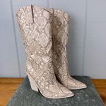 Steve Madden  Renzo Tan Snakeskin Tall Western Cowboy Heeled Boots Pointed Toe Photo 1