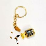 Hand crafted Tigers eye mini bottle pendant keychain Yellow Photo 0