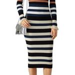 Opening Ceremony 
Long-Sleeve Striped Maxi Dress, Harvest White/Multicolor Photo 0