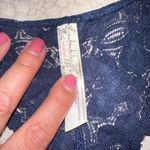 Free People  Navy Blue Lace Galloon Bralette Size L Photo 4