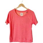 Chaser  Coral Linen French Terry Sweatshirt Tee Raw Hem Short Sleeves Pink XS NWT Photo 5