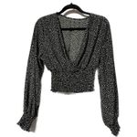 SheIn  black white polka dot smoked waist‎ shirt size L Photo 0