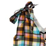 Saturday Club S plaid sleeveless dress ruffle bow pastel cotton casual concert Black Photo 2