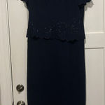 R & M Richards Navy Blue Formal Dress Women’s Size 12 P Mother Of Bride Wedding Photo 0