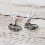 Vintage Clip On Earrings Teardrop Shape Iridescent Dangle Photo 2