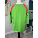 Gretchen Scott Women's Bright Neon Pink Lime Green 3/4 Sleeve Blouse Shirt Top S Photo 1