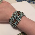 Women’s Cuff Stretchy / Adjustable Bead Costume Bracelet Blue / Brown Beaded Photo 7
