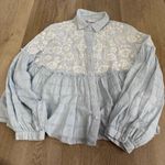 ZARA Embroidered Blue Baby Doll Top Photo 1