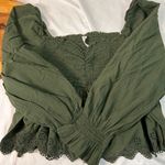 American Eagle smocked green babydoll blouse long sleeves Size XL Photo 3