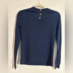 Tory Burch Silk print front patch navy light sweater Photo 4