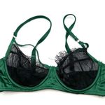 Playful Promises Emerald Green balconette Lace Satin bra size 32C Feminine Sexy Photo 0
