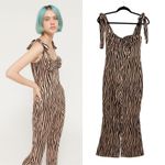 LIONESS Urban Outfitters Woman Like Me Tie Jumpsuit Zebra Print Size Small Photo 1