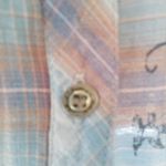 Vanity M Blue Tan Plaid Embellished Top Size M Photo 5