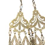 Gold Tone Filigree Chandelier Long Earrings Chain Fringe Boho Festival NWT Gold Photo 1