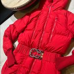 Missoni Denim Red/ Plaid Cinched Waist Puffer Down Jacket Size 6 Red Photo 2