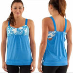 Lululemon  Run: Back On Track Tank Laceoflage Polar Cream Beaming Blue Size 8 Photo 3