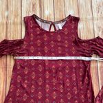 Xhilaration Burgundy Printed Peasant Tunic Top Cold Shoulder M Photo 8