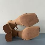 Gianni Bini Danea Two Piece Ankle Strap Beige Leather Block Heel Sandals Photo 7