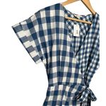 Main Strip New Gingham V Neck Tie Wrap Front Romper Plaid Blue S Photo 2
