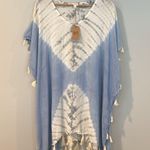 Surf Gypsy Medium Boho Blue Tie Dye Tassel Swim Cover-Up Photo 2