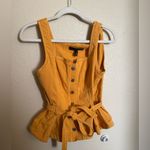 White House | Black Market White‎ House Black Market Goldenrod Tie-Waist Vest Sz 2 Denim Belted Peplum Photo 2