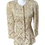 Carmen Marc Valvo Cache Gold Jacquard Jacket Evening Formal Long Sleeve Sz 8 Photo 1