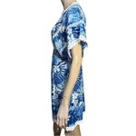 America & Beyond Women’s Size L Blue White Embroidered Lace Surplice Neck Dress Size L Photo 4