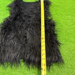 Vintage Y2K Claires Women's S/M Penny Lane Black Faux Fur Vest Ribbed Sleeveless Photo 4