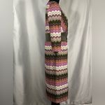 Chris McLaughlin Knit Dress Chevron Print Green Purple Brown 3/4 Sleeves Sz 14 Photo 2